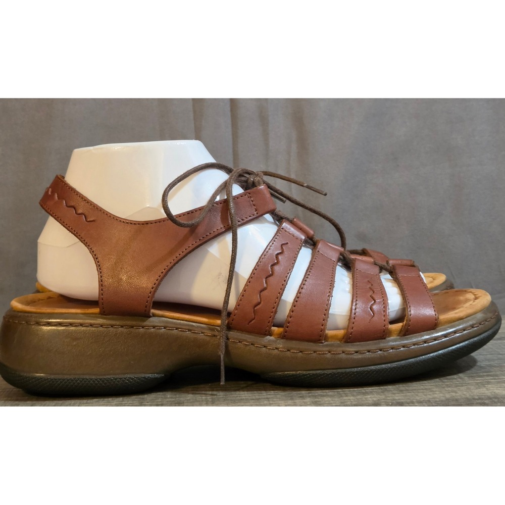 Dansko Leather Lace Up Strappy Sandals Womens Size 40 US 10-10.5 Brown